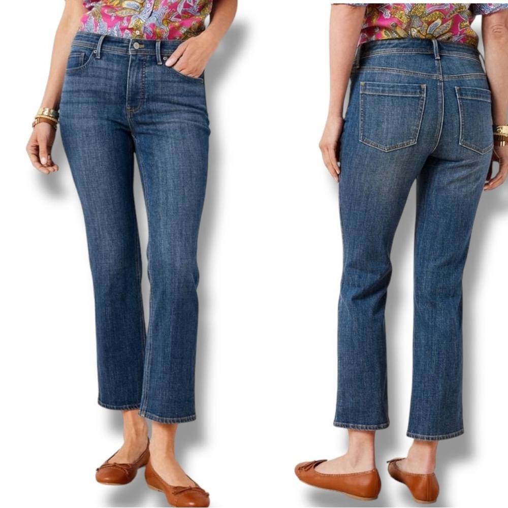 TALBOTS SIZE 8P HIGH RISE DEMI BOOT CROP 5 POCKET JEANS - MARIA WASH-NEW